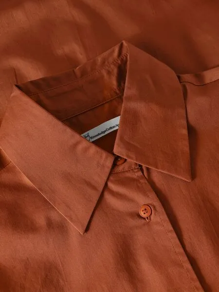 KnowledgeCotton Apparel KnowledgeCotton Apparel Langarm-Bluse Dew relaxed, Burnt brick, – Produktbild 3 von 3