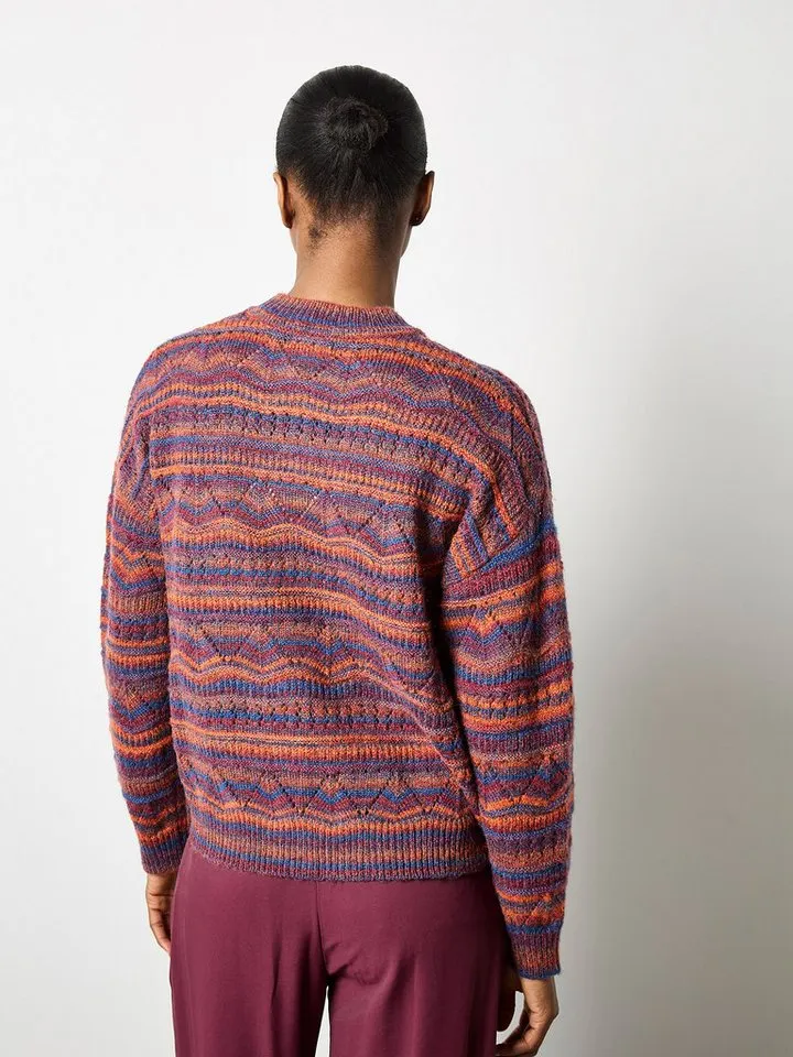 Apricot Apricot Streifenpullover ohne Verschluss aus Pointellestrick, Orange, – Produktbild 3 von 4
