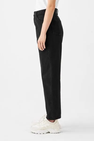 DAWN Damen Jeans Wide Straight Non-Stretch DAWN Bio-Baumwolle, Black denim, – Produktbild 2 von 4