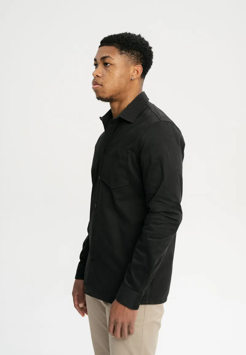 MELA MELA Herren vegan Twill Hemd Ashutosh Schwarz, Schwarz, – Produktbild 1 von 2