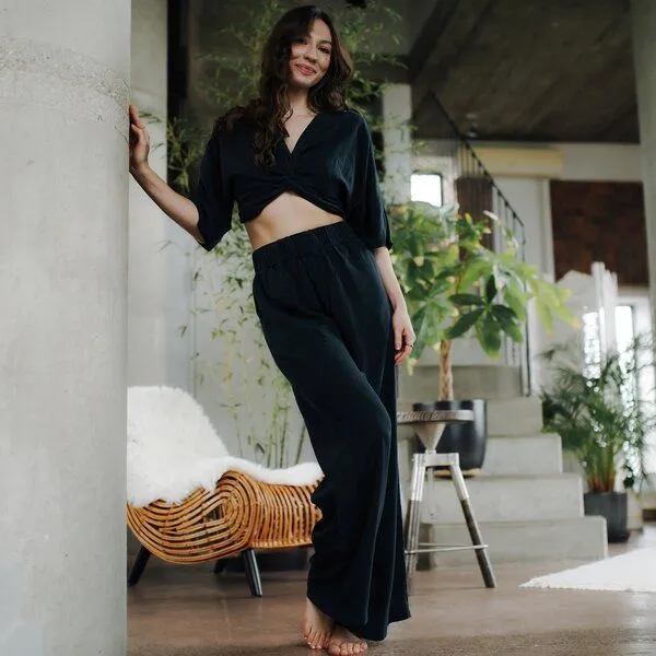 NORDLICHT NORDLICHT Damen Palazzo Hose Nora aus 100% Tencel, Grün, – Produktbild 1 von 4