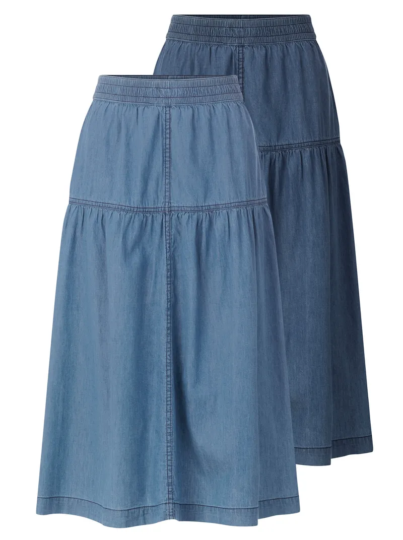 Witt Jeansrock blue-bleached + blue-stone-washed, Blue-bleached + blue-stone-washed, – Produktbild 1 von 3