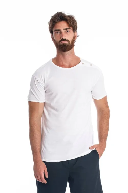 RAVENS VIEW IBIZA RAVENS VIEW IBIZA Herren vegan T-Shirt Egan Button Weiß, Weiß, – Produktbild 2 von 2