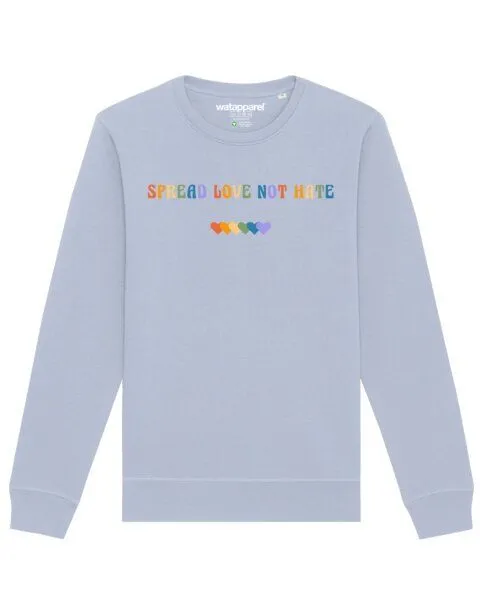 watapparel watapparel Sweatshirt Unisex Spread Love not Hate, Serene blue, – Produktbild 1 von 3