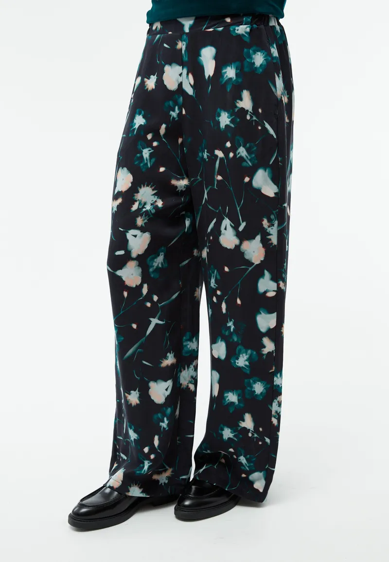 Givn Givn Damen vegan Hose Mit Weitem Bein Von Gbmarla, Schwarz/Dunkelblaugrün, Schwarz, – Produktbild 1 von 1