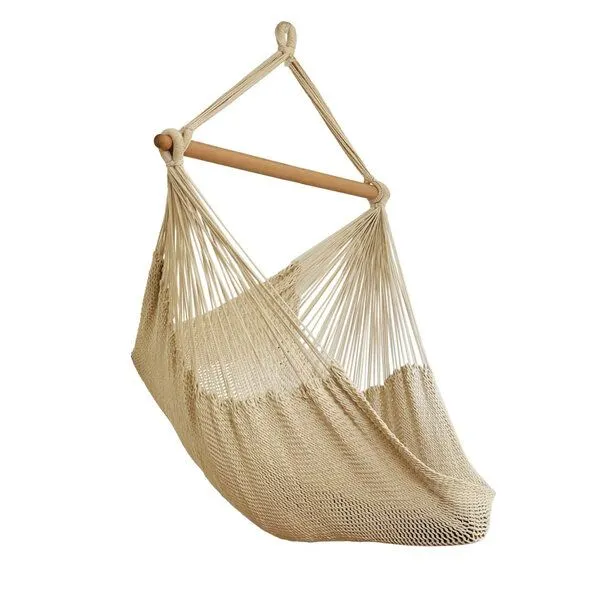 MacaMex MacaMex Vela Hängestuhl, Netz-Hängesessel aus Baumwolle, Ecru-natur weiß, – Produktbild 1 von 4