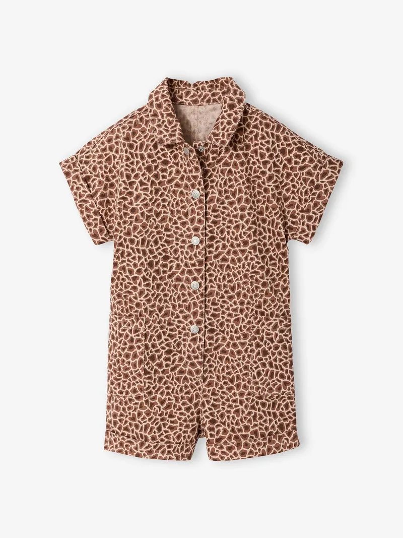 Vertbaudet Jumpsuit mit Hemdkragen und Giraffenmuster, Beige, – Produktbild 3 von 3
