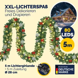 Casaria® Weihnachtsgirlande 5m In-/Outdoor geschmückt – Produktbild 1 von 1