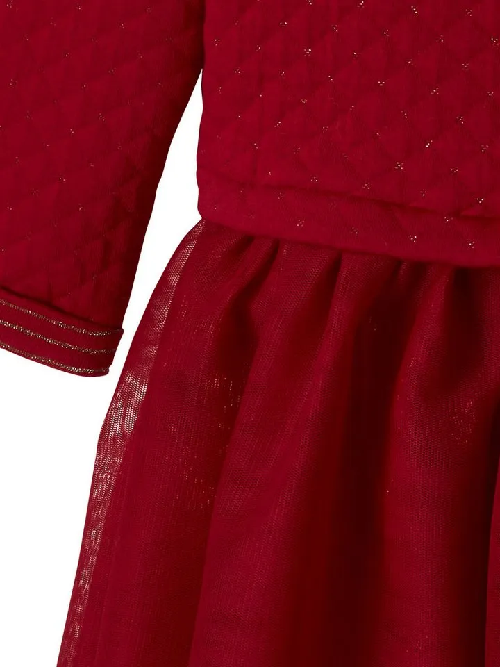 Vertbaudet Vertbaudet Minikleid Festliches Mädchen Kleid, Materialmix, Rot, – Produktbild 4 von 4