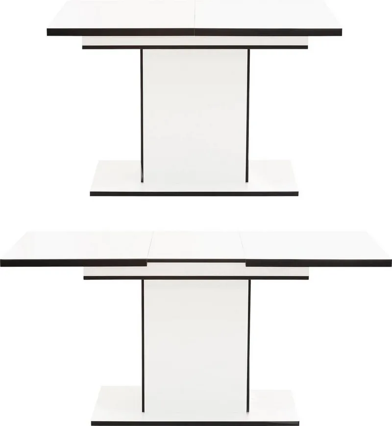 HELA Esstisch Ariana, Tisch, Küchentisch, Auszugstisch, durch innenliegende Einlegeplatten ausziehbar 120-160 cm, Schwarz|weiß, – Produktbild 4 von 5