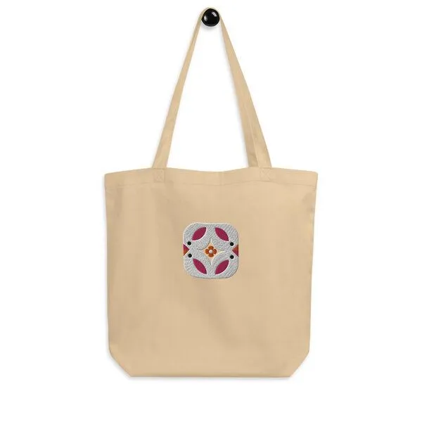PepMelon Vögel bestickte Shopper-Tasche aus Bio-Baumwolle, Creme (weiss), – Produktbild 1 von 3