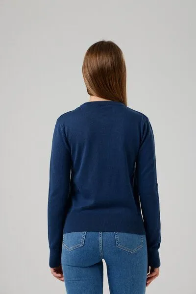 GORG GORG Damen Strickjacke mit Rundhalsausschnitt, Navy, – Produktbild 2 von 4