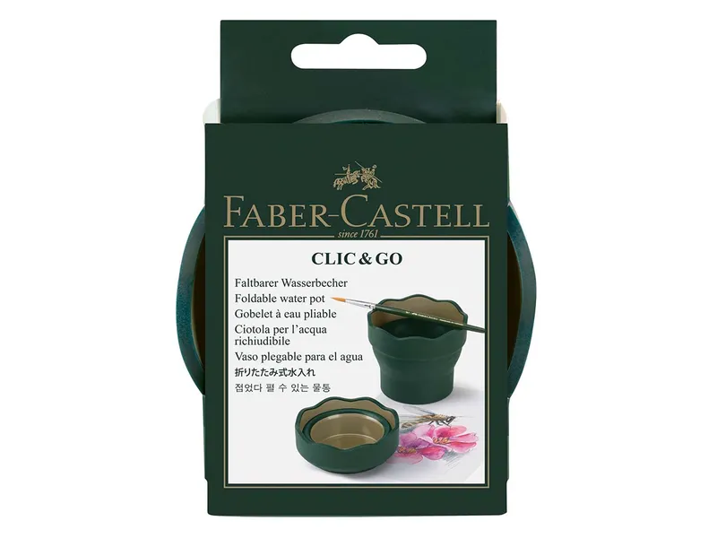Faber-Castell Faber-Castell Wasserbecher "Clic&Go" Art & Graphic, Dunkelgrün, – Produktbild 1 von 2