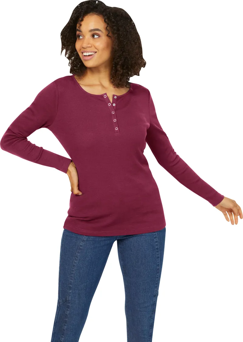heine Langarmshirt bordeaux, Bordeaux, – Produktbild 2 von 2