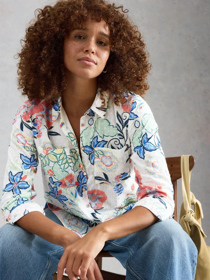 White Stuff Bluse Sophie aus Bio-Baumwolle - 38, Elfenbein multi, – Produktbild 1 von 4