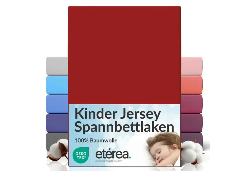 etérea Himmlische Qualität Spannbettlaken etérea Comfort Jersey Spannbettlaken, Jersey, Gummizug: rundum, (1 Stück), Rot, – Produktbild 1 von 5