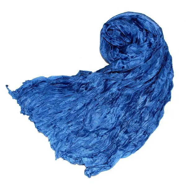Schönes aus Indochina Schönes aus Indochina Seidenschal Crinkle einfarbig, Marine, – Produktbild 1 von 3