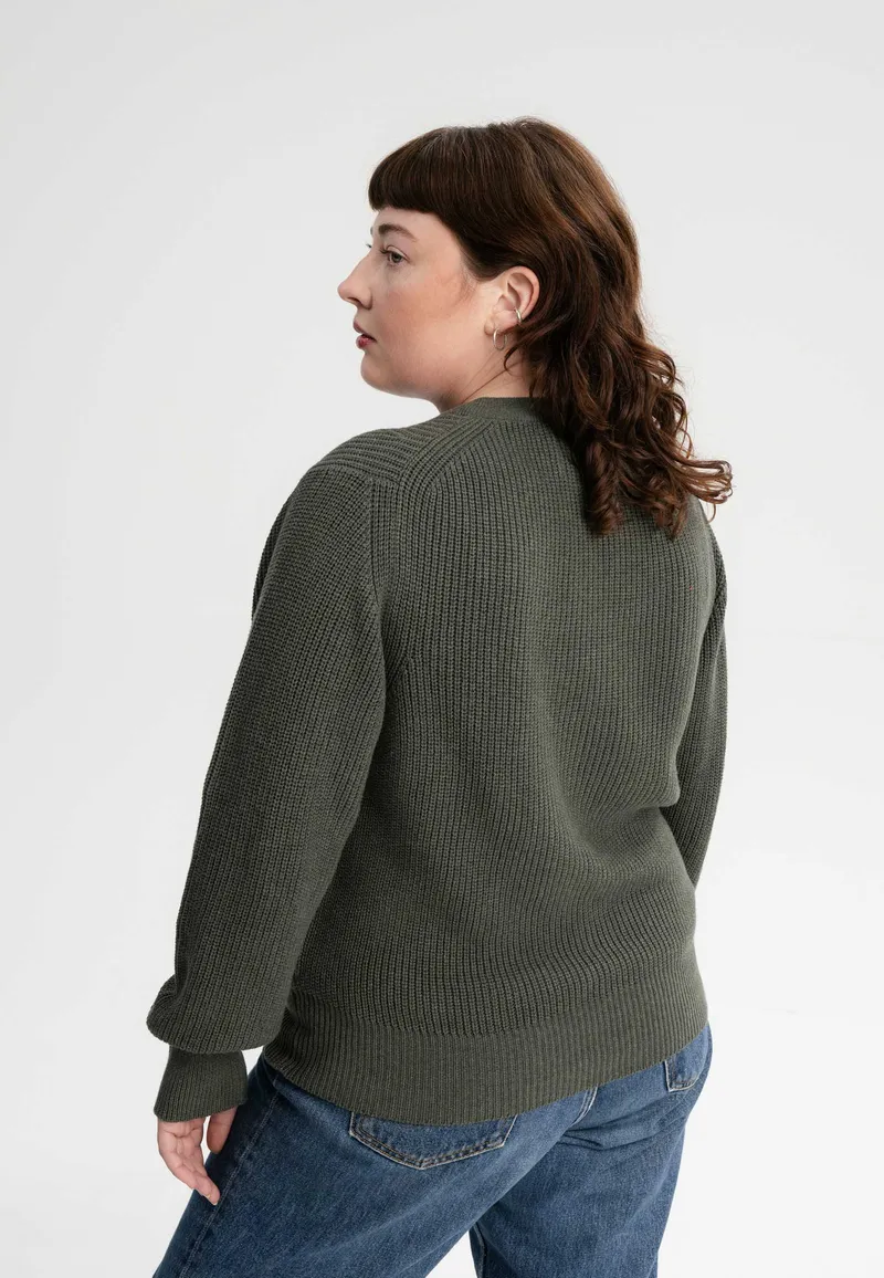 MELA MELA Damen vegan Strickpullover Gauri Grün Melange, Olivgrün, – Produktbild 1 von 2