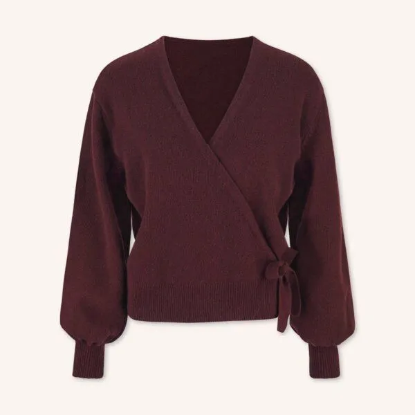 NORDLICHT NORDLICHT Wickelcardigan Mona, Cherry (rot), – Produktbild 2 von 4