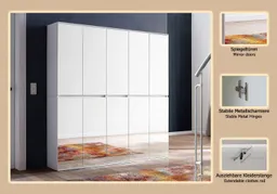 Home affaire Garderoben-Set Malcesine, (3-St), 3 Mehrzweckschränke mit Spiegelglasfronten - (B/T/H) 185/34/191 cm – Produktbild 1 von 1