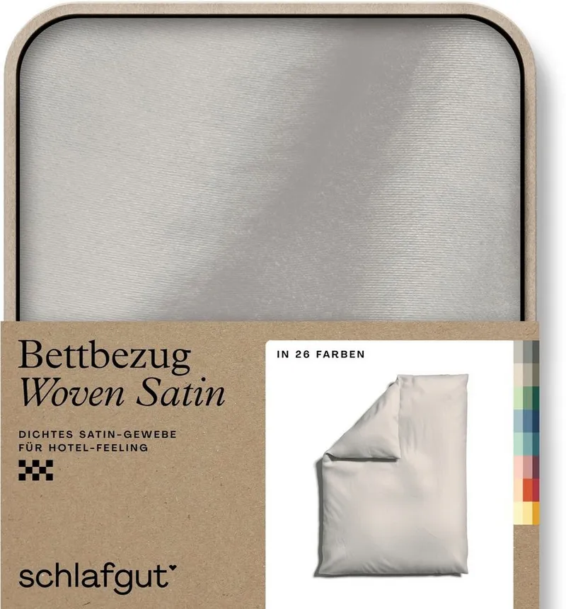 Schlafgut Schlafgut Bettbezug Premium Woven Satin, 100% Baumwolle, Fadendichte 300TC, (1 St), besonders dicht gewebt, Mix & Match: passender Kissenbezug erhältlich, Beige, – Produktbild 2 von 5