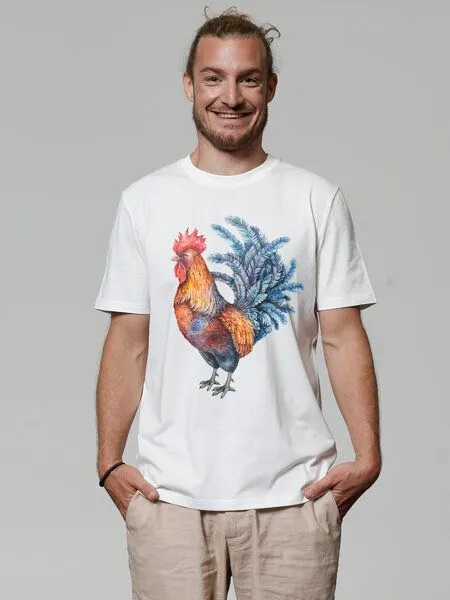 watapparel watapparel T-Shirt Unisex Grimmiger Gockel, Off white, – Produktbild 2 von 4