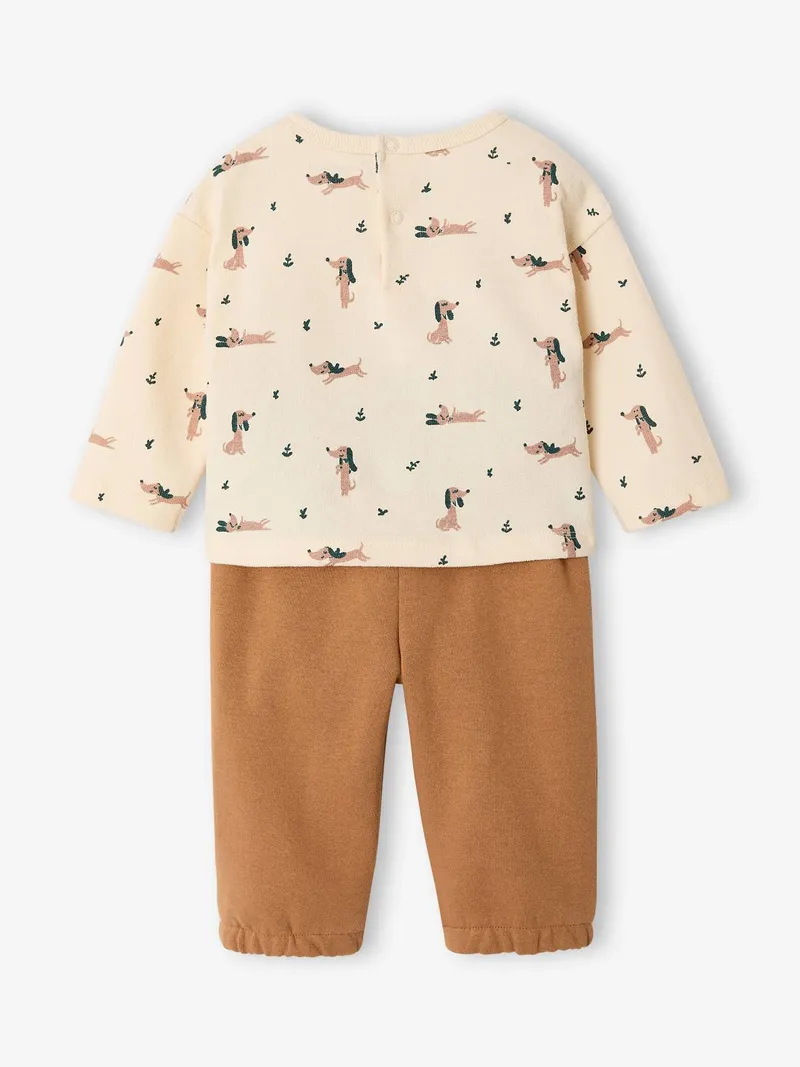 Vertbaudet Baby-Set mit Shirt und Hose, Karamell/wollweiß dackel, – Produktbild 4 von 4