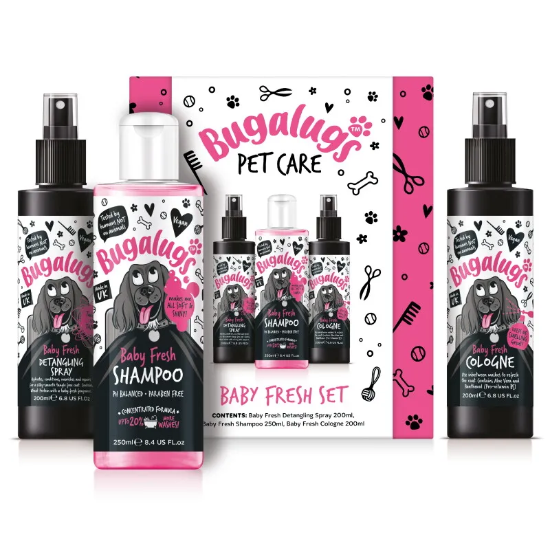 Bugalugs Bugalugs Pflegeset Baby Fresh 3-teilig (Shampoo 250ml, Entwirrer 200ml, Parfüm 200ml) 650ml – Produktbild 1 von 2