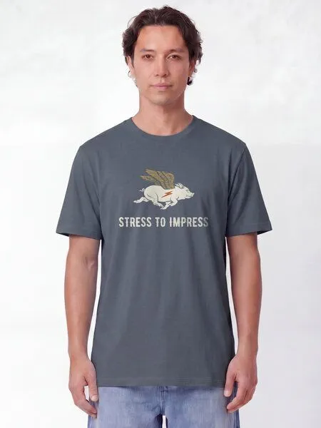 watapparel watapparel T-Shirt Unisex Stress to impress, Blue grey, – Produktbild 2 von 2