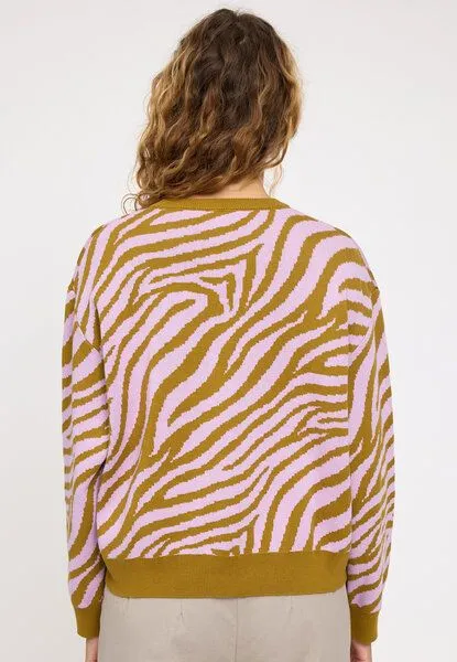Mazine Mazine Baumwollstrickpullover Zebra, Olive-rosa, – Produktbild 2 von 4