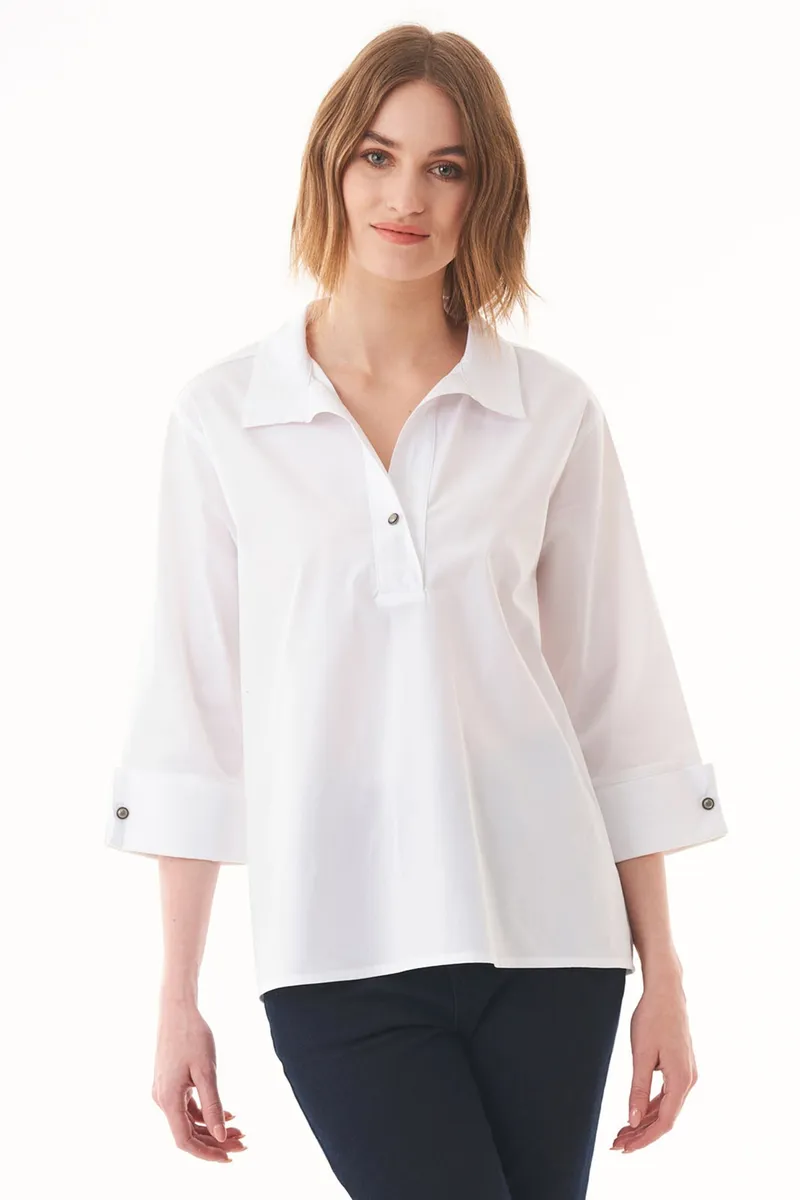 ORGANICATION ORGANICATION Damen vegan Bluse Bio-Baumwolle Weiß, Weiß, – Produktbild 2 von 2