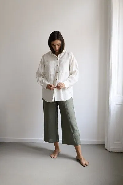 gust. gust. Damen Oversized Hemdbluse aus Leinen - Oversized linen shirt - 100% Bio-Leinen, White (weiß), – Produktbild 4 von 4