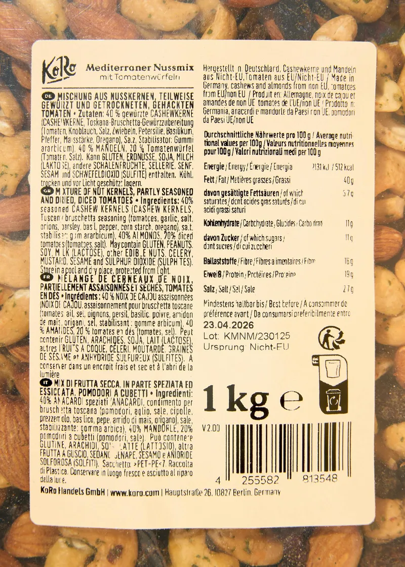 KoRo Mediterraner Nussmix 1 kg – Produktbild 4 von 4