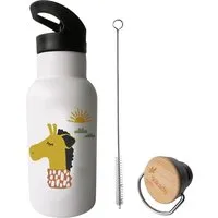 Kikadu Kinder Edelstahl Trinkflasche Giraffe natur Maße 20 x 7 cm, 350 ml, Natur, – Produktbild 1 von 1