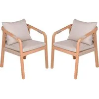 2er Pack Gartenstuhl "BOGOTA" Akazie geölt, Polyspun-Auflage beige-braun – Produktbild 1 von 1