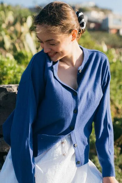 Kopyto Kopyto SAJMIRI RWS – leichter Damen-Cardigan aus Merinowolle, Blau, – Produktbild 1 von 4