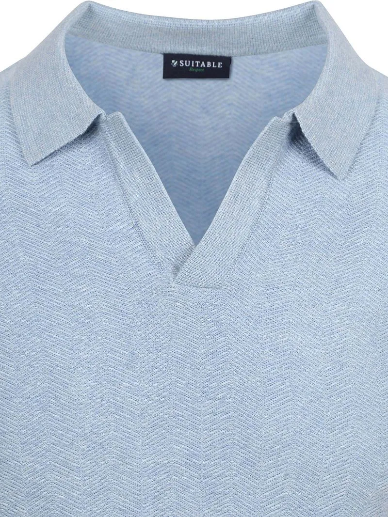 Suitable Suitable Knitted Poloshirt Riva Harring Hellblau - Größe XL, Hellblau, – Produktbild 3 von 5
