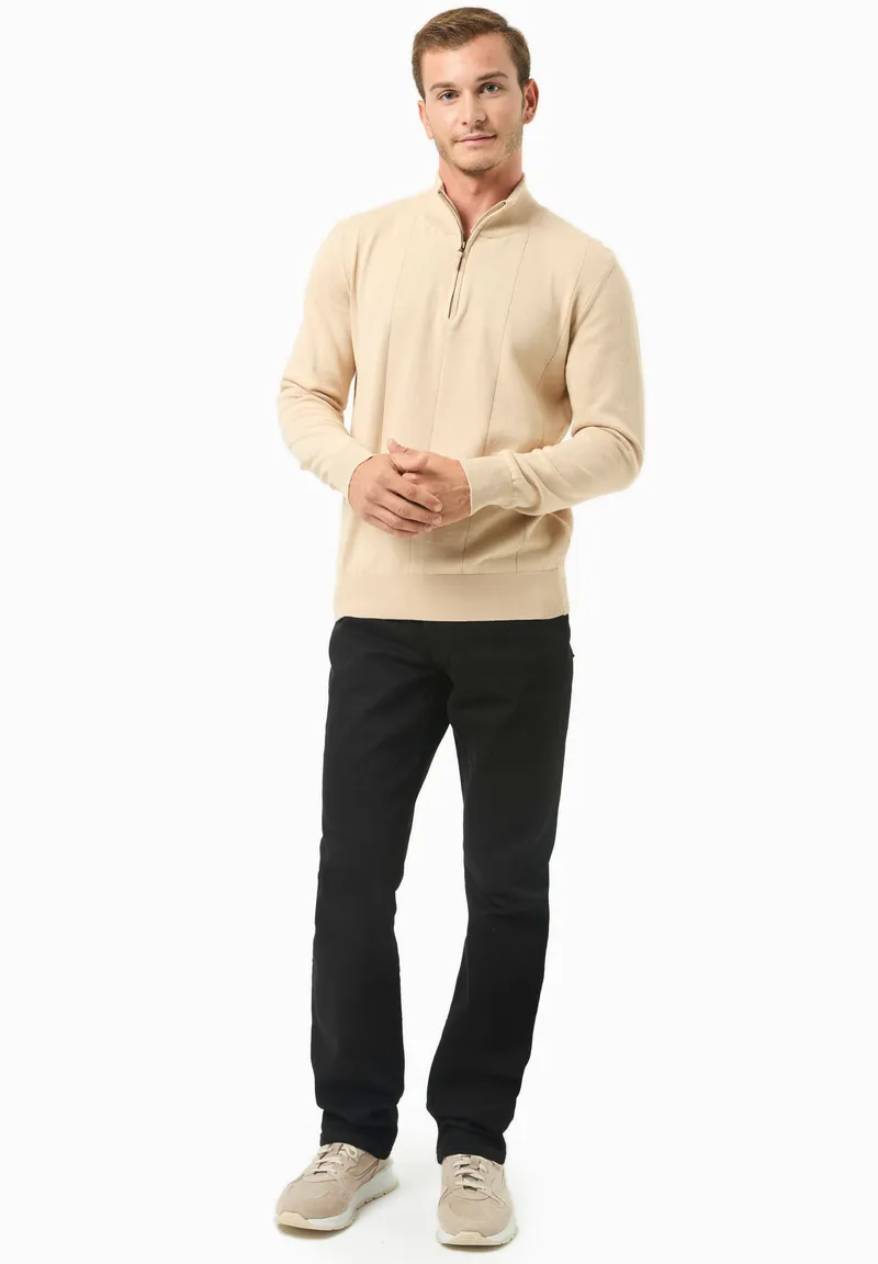ORGANICATION ORGANICATION Herren vegan Troyer Pullover Beige, Beige, – Produktbild 1 von 2