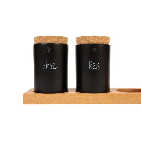 klotzaufklotz klotzaufklotz Vorratsdosenregal Buche, Schwarze dosen, – Produktbild 1 von 4