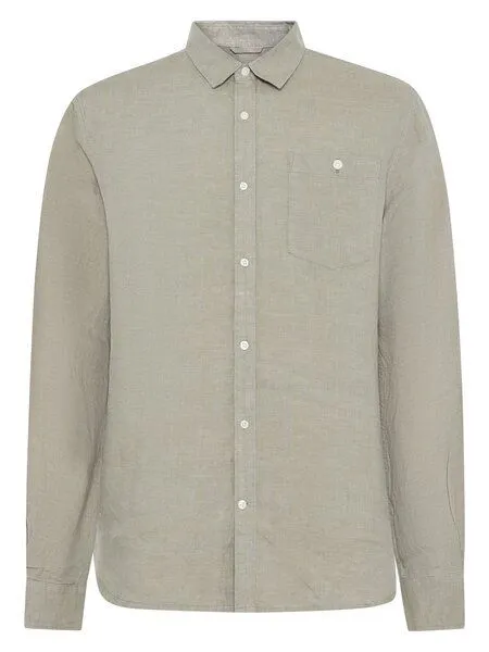 KnowledgeCotton Apparel KnowledgeCotton Apparel Regular Hemd aus Bio-Leinen - GOTS/Vegan, Grün (yarndyed-twill), – Produktbild 1 von 3