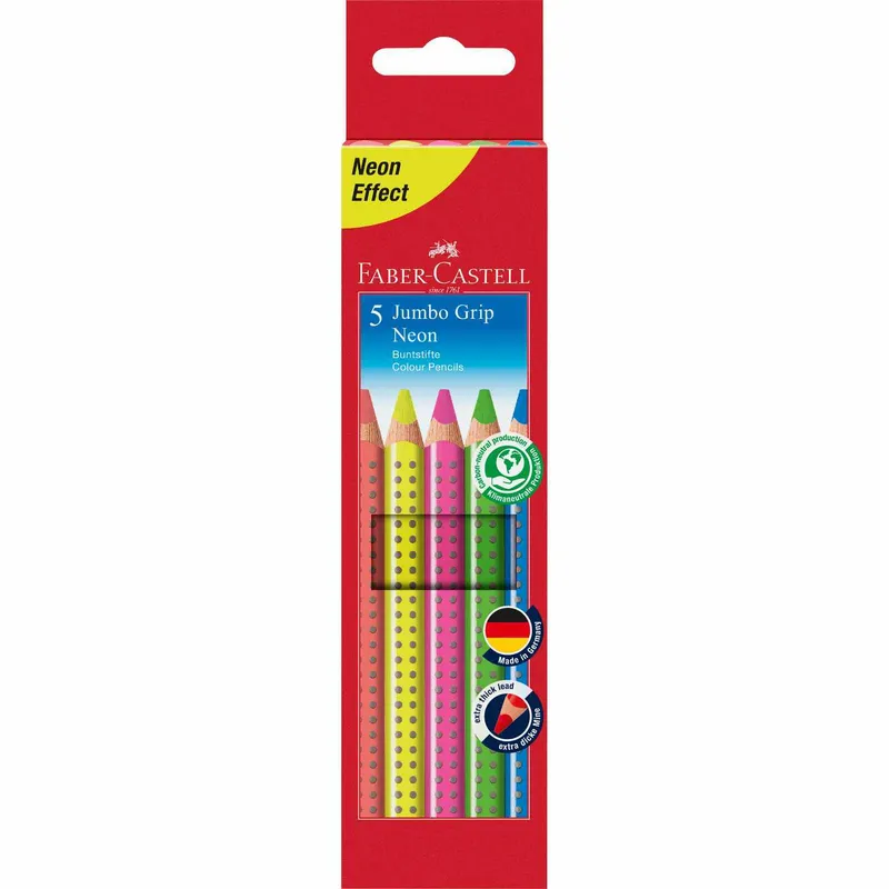 Faber-Castell Faber-Castell Buntstifte "Jumbo Grip Neon" farbig sortiert, 5 Stk. – Produktbild 1 von 1