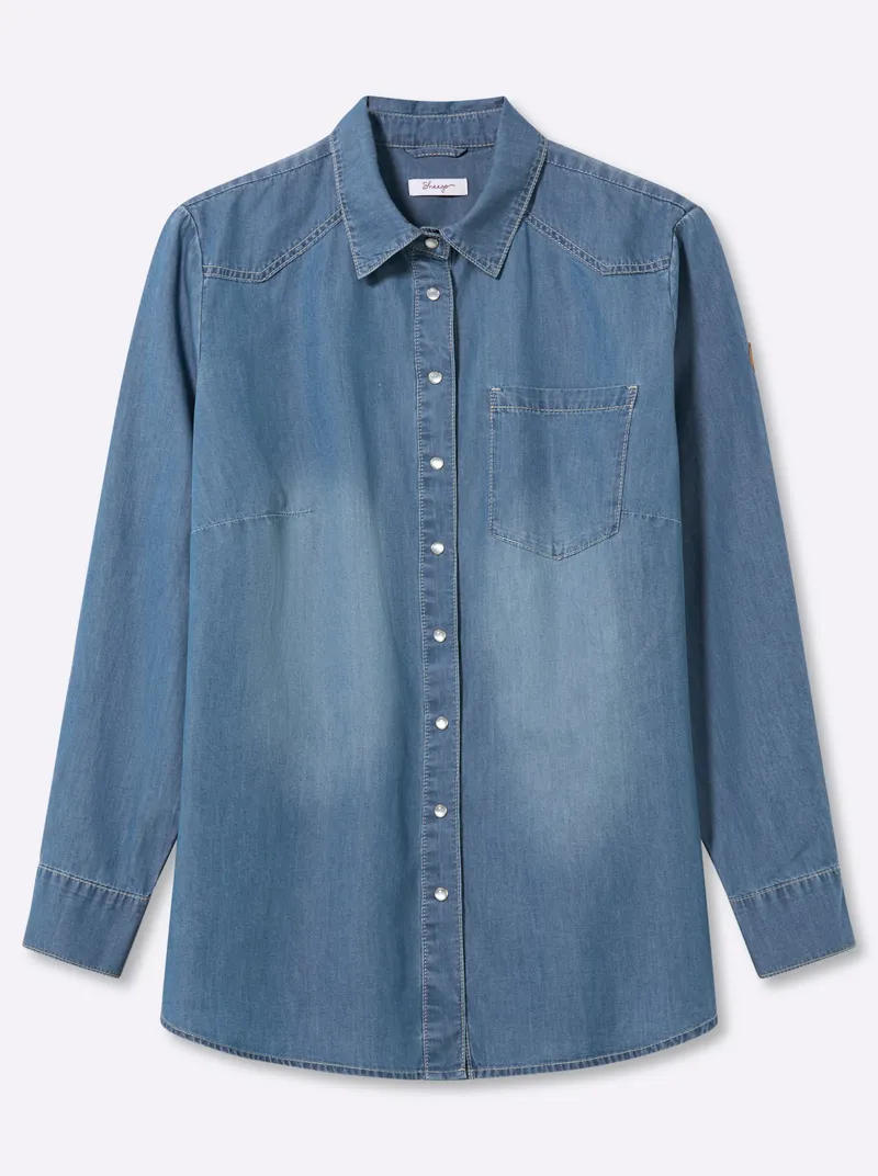 sheego Jeansbluse blue-bleached, Blue-bleached, – Produktbild 1 von 2