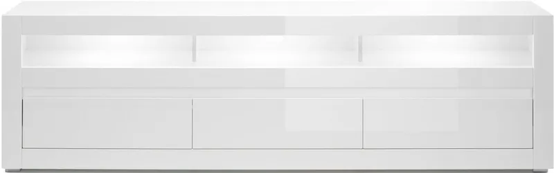Home affaire Lowboard Carat, Breite 217 cm, Zierleiste 1x betonfarben und 1x weiß, Weiß, – Produktbild 3 von 5