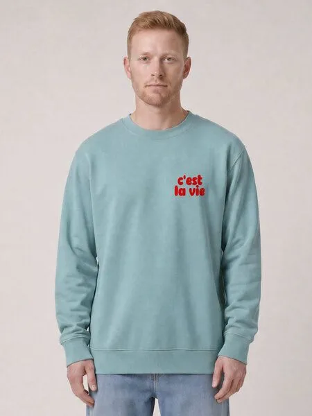 watapparel watapparel Sweatshirt Unisex cest la vie, Pebble blue, – Produktbild 2 von 2