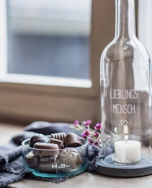 MaBe MaBe Schale UPCYCLING aus der großen Weinflasche - für kleine Nettigkeiten, Oliv, – Produktbild 1 von 4