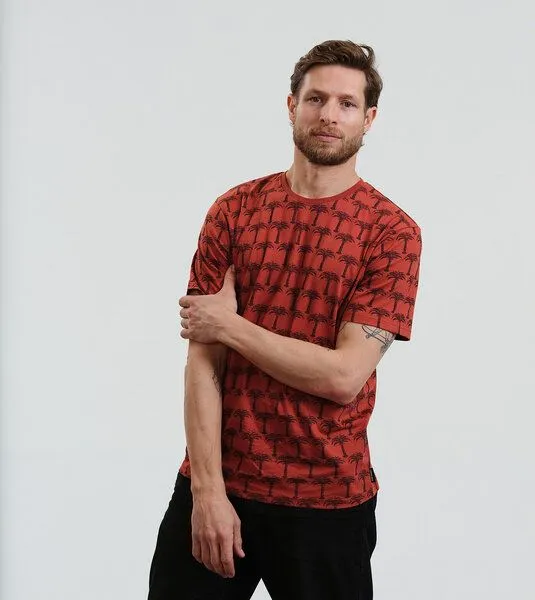 Gary Mash GARY MASH Herren T-Shirt Royal Palms aus Bio-Baumwolle, Rost (rot), – Produktbild 1 von 4