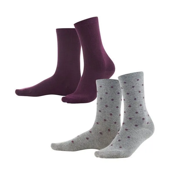 Living Crafts Living Crafts Socken, 2er-Pack - BETTINA, Dark prune/dots, – Produktbild 2 von 2