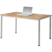 Memo Konferenztisch "CONTACT Base" rechteckig, 160 x 80 cm, silber, Eiche geölt – Produktbild 1 von 1