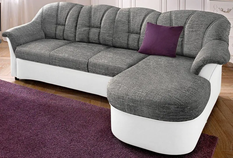 DOMO collection Ecksofa FLORES Schlafsofa, 233x142x86 cm, L-Form, whlw. mit Bettfunktion, whlw. mit Federkern, Grau, – Produktbild 2 von 8