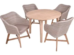Gartenmöbel-Set "ARVADA/OAKLAND 01" 5-tlg. 1 Tisch Akazie, 4 Sessel KSgefl. pfeffergrau – Produktbild 1 von 1